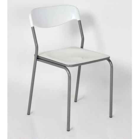 sedia "cristina" in plastica bianca, 45x43x75 cm