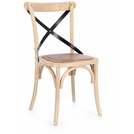 Sedia Cross Metal con struttura in legno di olmo da 50,5 x 52 x h 87 cm -Wash / Confezione da 1 pezzo