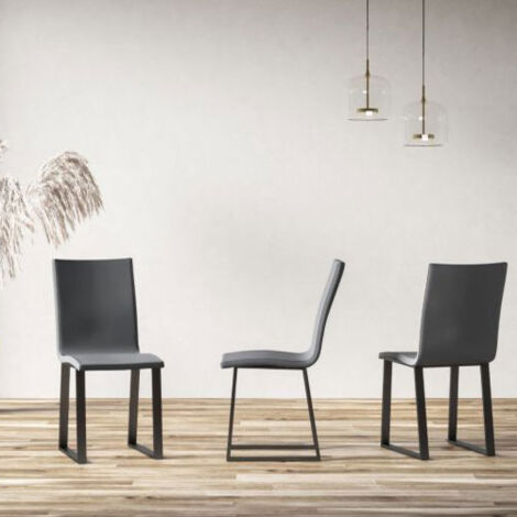 Sedia cucina in similpelle antracite con gambe a slitta