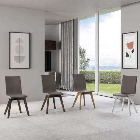Sedia cucina in similpelle e gambe in legno. Sedie