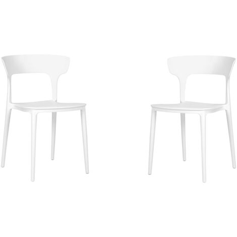 Sedia cucina moderna impilabile per interni ed esterni 2 sedie Bianco - LIAM