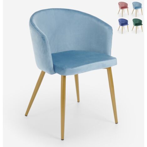 Sedia cucina sala da pranzo camera da letto velluto gambe dorate Patogu - Azzurro