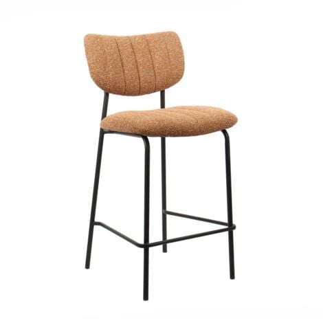Sedia da bancone VENTURA – Tessuto arancione – Piedi in metallo nero – Altezza 97 cm – Stile design/industriale