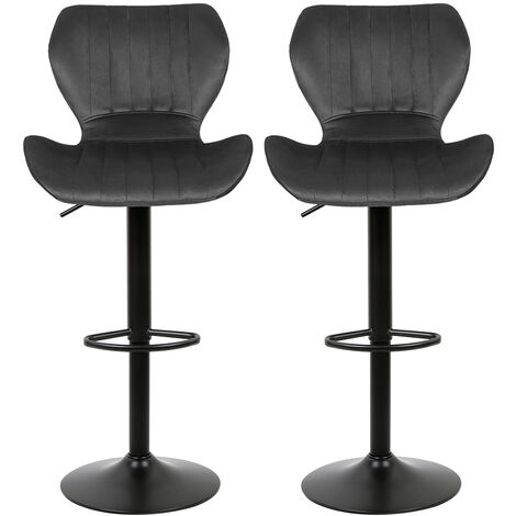 Sedia da Bar a Strisce Verticali in Tessuto a Costine, Nero, Piano a Forma di Cono, Regolabile in Altezza, Girevole a 360 Gradi - Sedia da Bar Multifunzionale per Cucina,nero