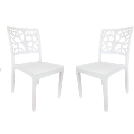 Sedia da bar cucina in polipropilene impilabile TETI Bianco Set 2