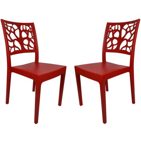 Sedia da bar cucina in polipropilene impilabile TETI rosso Set 2