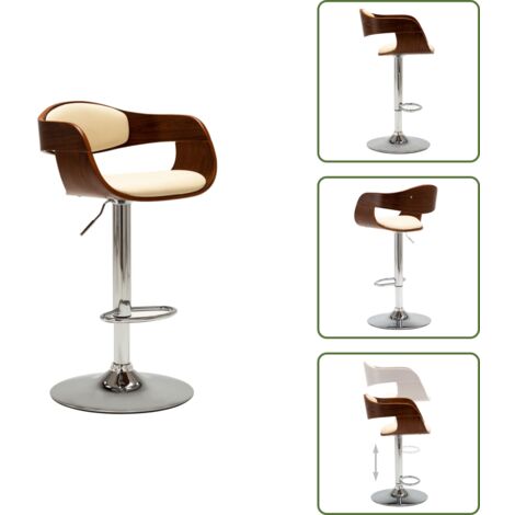 Sedia da bar ergonomica - vidaXL Sgabello da Bar Crema in Legno Piegato e Similpelle - Sedia da bar in similpelle