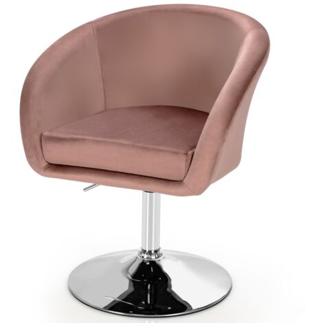 Sedia da bar girevole in velluto con schienale rotondo regolabile in altezza, Sgabello per ufficio alto Rosa