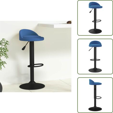 Sedia da bar regolabile - vidaXL Sgabello da Bar Blu in Velluto - Sedia da bar a 360 gradi