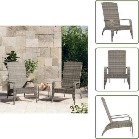 Sedia da camino - vidaXL Sedia da giardino Adirondack grigia in polyrattan - Sedia da spiaggia