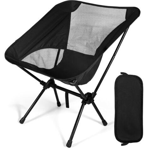 Sedia da campeggio - Portatile, leggera e pieghevole - Sedia da spiaggia leggera pieghevole per esterni, capacità di carico di 110 kg, con custodia per campeggio, pesca e picnic - Nera