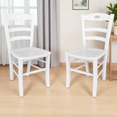Sedia da cucina con seduta legno LOIRE Laccato Bianco SET 2 PZ