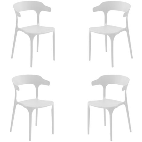 Sedia da cucina giardino con braccioli IDERIO Bianco 4 pezzi