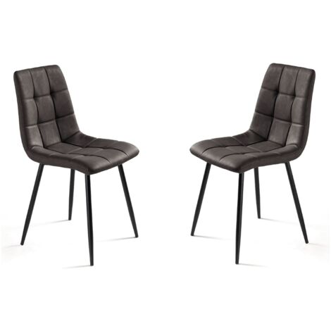 Sedia da cucina in ecopelle Antracite e gambe metallo nere - ARCA 2 sedie