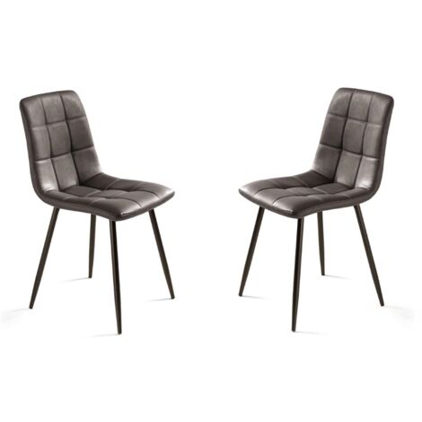 Sedia da cucina in ecopelle e gambe metallo Marrone - ARCA 2 sedie