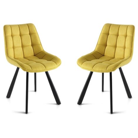Sedia da cucina in tessuto Giallo gambe metallo FRIEDIC set 2 pz