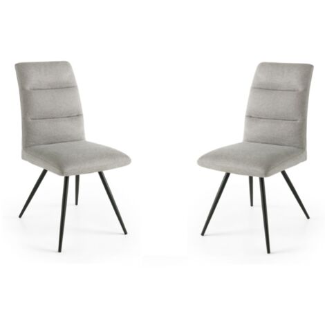 Sedia da cucina in tessuto Grigio Chiaro gambe metallo HILL set 2 pezzi