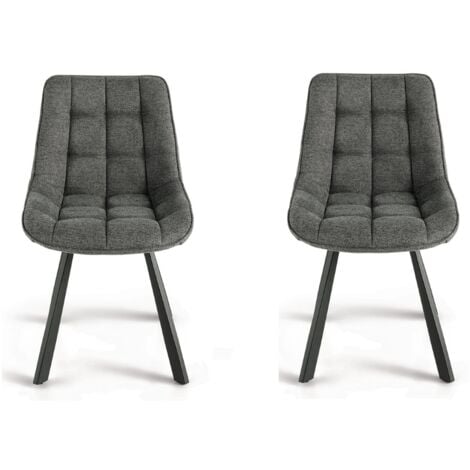 Sedia da cucina in tessuto Grigio Fumo gambe metallo FRIEDIC set 2 pz