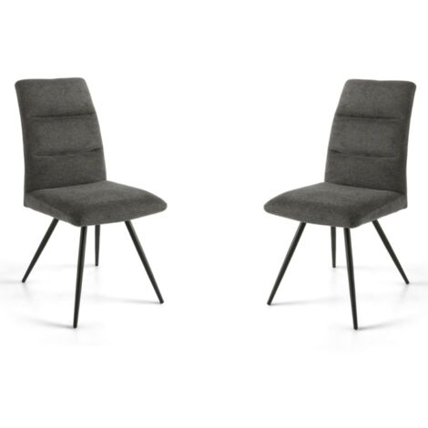 Sedia da cucina in tessuto Grigio Fumo gambe metallo HILL set 2 pezzi