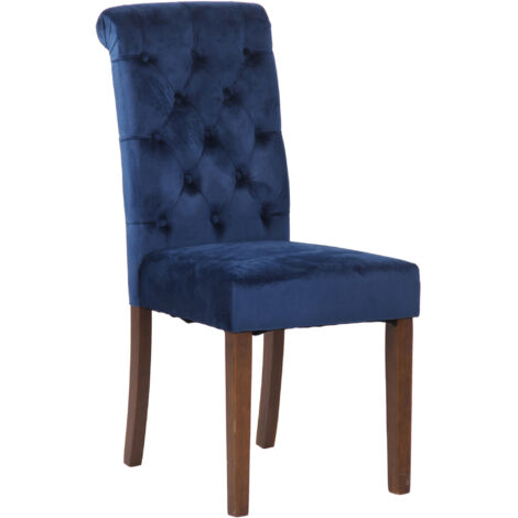 Sedia da cucina Lisburn design Chesterfield blu Velluto