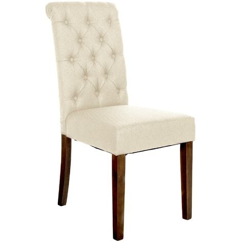 Sedia da cucina Lisburn design Chesterfield crema Tessuto