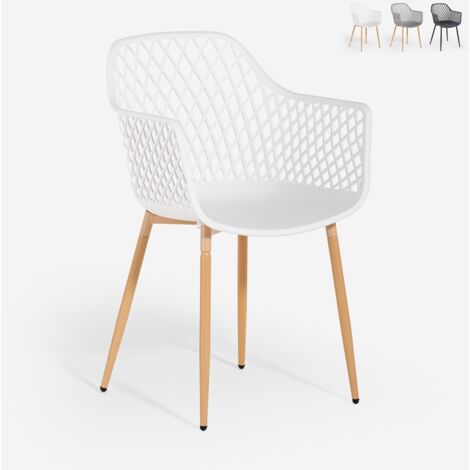 Sedia da cucina moderna di design in polipropilene con braccioli Vetra - Bianco