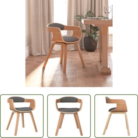Sedia da cucina -  Sedia da Pranzo Grigio Chiaro in Legno Curvato e Tessuto