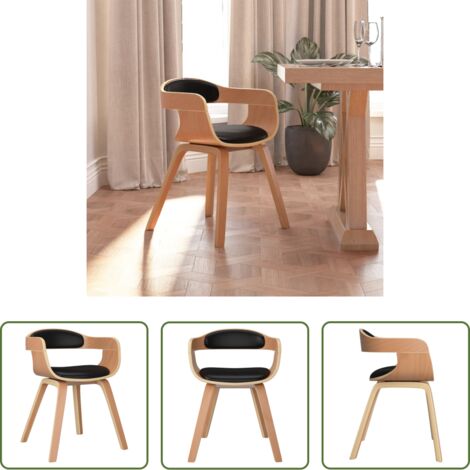 Sedia da cucina -  Sedia da Pranzo Nera in Legno Curvato e Similpelle