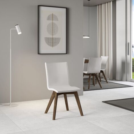 Sedia da cucina Trudy - similpelle Bianco e gambe Noce