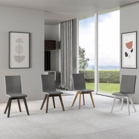 Sedia da cucina Trudy - similpelle Grigio e gambe Antracite