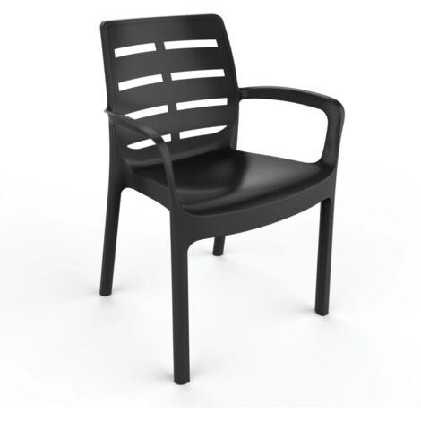 PROGARDEN sedia da esterno con braccioli "borneo" in polipropilene antracite 60,5x54x82 cm