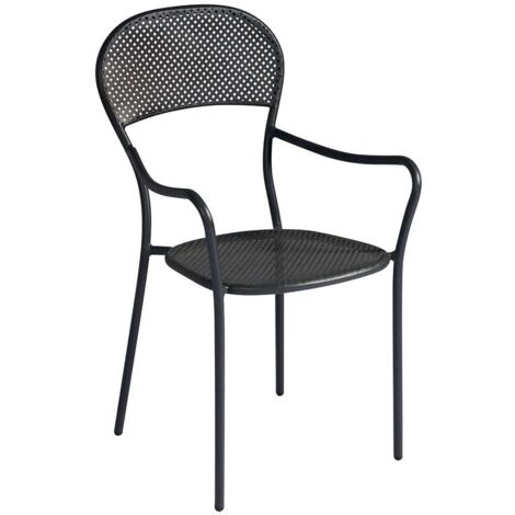 sedia da esterno con braccioli solaria "intra" impilabile in ferro antracite 54x57x89 cm