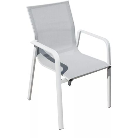 sedia da esterno con braccioli solaria "samo" impilabile in alluminio bianco 56x61x90 cm