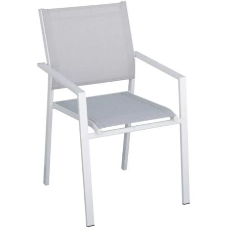 sedia da esterno con braccioli solaria "zara" in alluminio bianco e grigio chiaro 54x57x89 cm