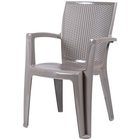 sedia da esterno con schienale medio "comfort giava" in polipropilene taupe 58x46x90 cm