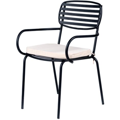sedia da esterno eurogarden con braccioli "trieste" in metallo con cuscino beige 55x45x86 cm