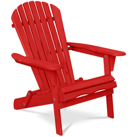 Sedia da esterno in legno con braccioli - Sedia da giardino Adirondack - Adirondack Rosso