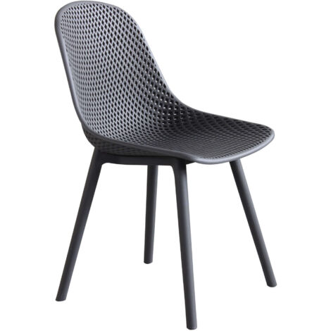 Sedia da esterno in polipropilene con seduta effetto rete forata a rombi Funny -  DarkGray