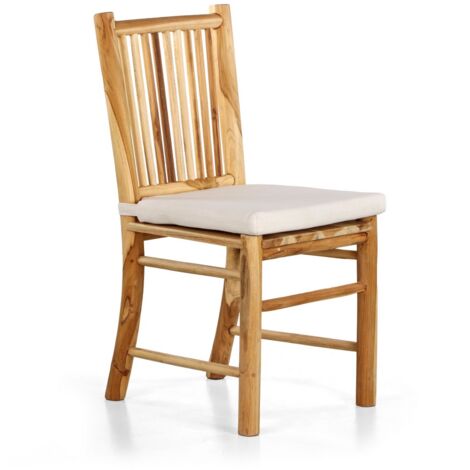 Sedia da esterno in teak riciclato con cuscino ecrù - Shein