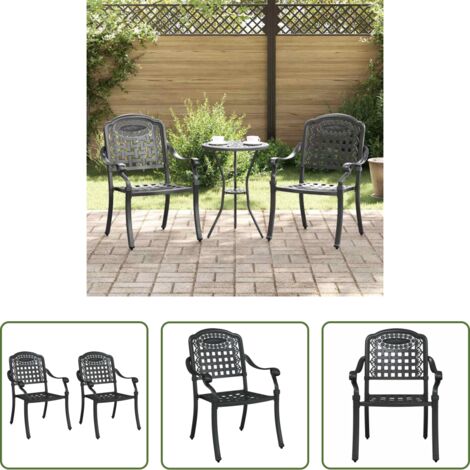 Sedia da esterno -  Sedia da Giardino 2 pcs Nero 55 x 56,5 x 91cm Alluminio