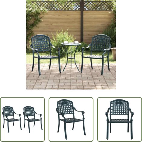 Sedia da esterno -  Sedia da Giardino 2 pcs Verde 55 x 56,5 x 91cm Alluminio