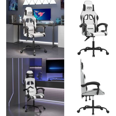 Sedia da Gaming Bianco e Nero in Similpelle - Similpelle - Comfort