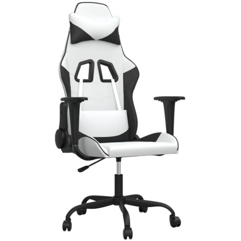 Sedia da Gaming Bianco e Nero in Similpelle vidaXL