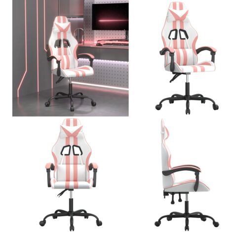 Sedia da Gaming Bianco e Rosa in Similpelle - Similpelle - Comfort