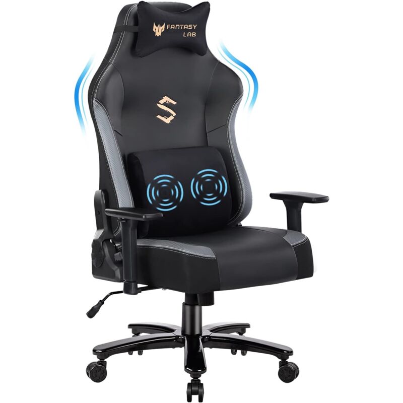 Image of Sedia da gaming con funzione massaggio, Sedia da gaming da corsa con supporto lombare massaggiante, Sedia da gaming, Capacità di carico 180 kg, 55x52