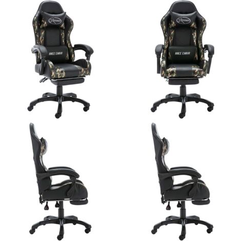Sedia da Gaming con Poggiapiedi Nera e Mimetica in Similpelle - Sedia da ufficio - Sedia reclinabile