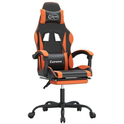 Sedia da Gaming con Poggiapiedi Nero e Arancione in Similpelle vidaXL