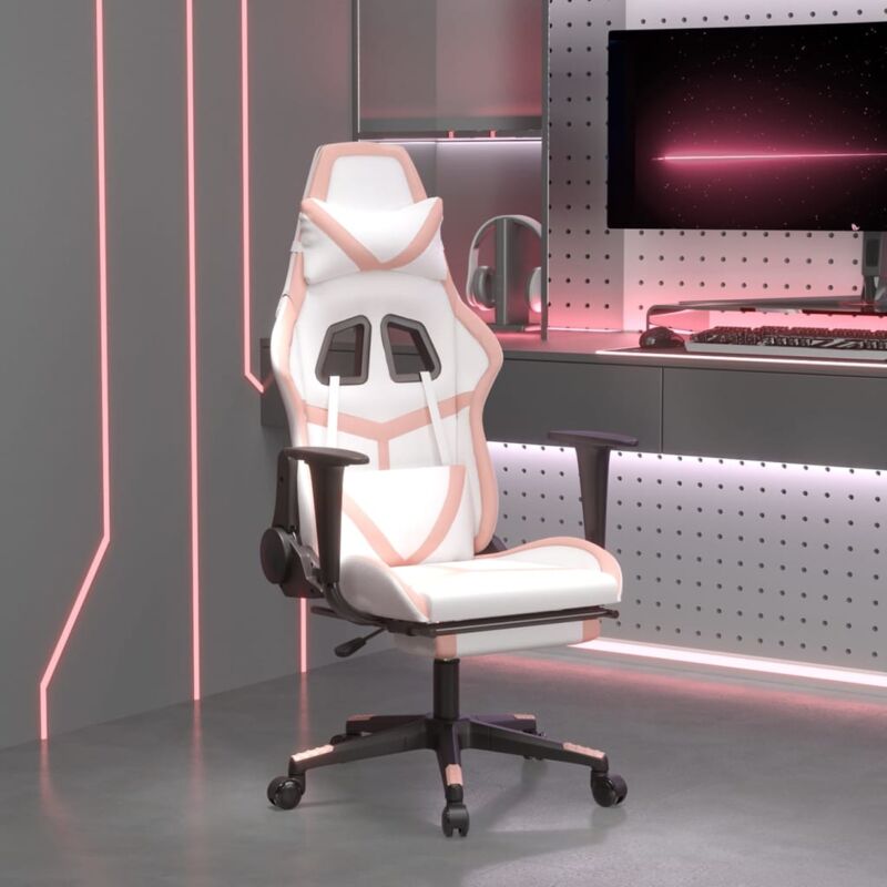 Vidaxl - Sedia da Gaming con Poggiapiedi Bianco e Rosa in Similpelle 71485