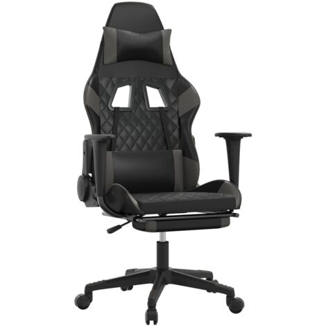 Sedia da Gaming con Poggiapiedi Nero e Grigio in Similpelle vidaXL