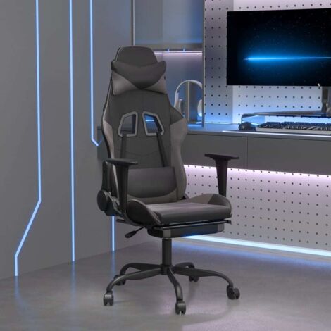 Sedia da Gaming con Poggiapiedi Nero e Grigio in Similpelle vidaXL14727